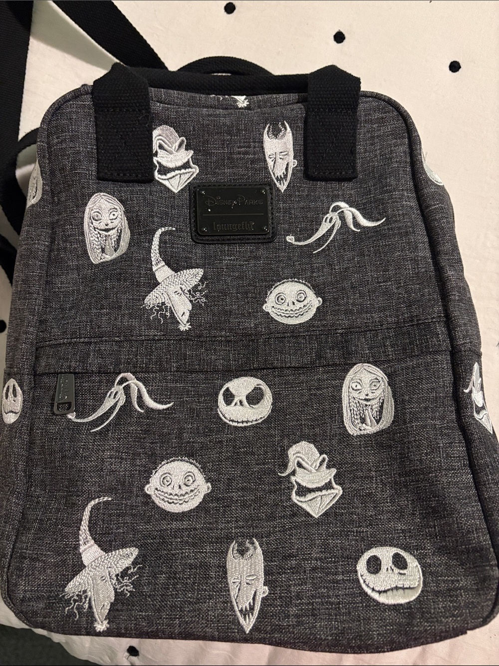 Loungefly Grey Embroidered Nightmare Faces Mini Backpack